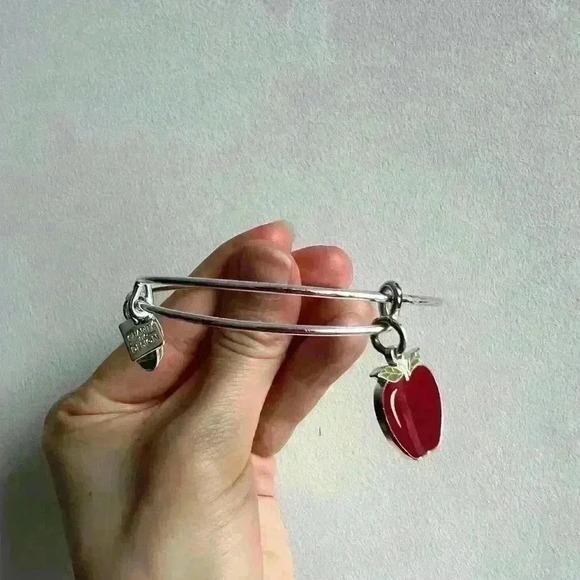 Teacher Red Apple  Silver Bangle Braclet Accessory Gift Jewelry Fashion Mentor - Picture 1 of 6